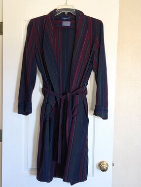 Vintage Pendleton M Virgin Wool Robe With Belt Country Traditionals Striped